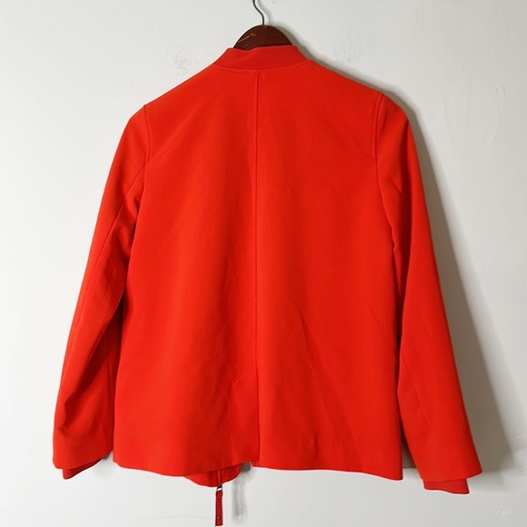 H&M red pocket zip blazer jacket coat women size Small 4 - Picture 5 of 6